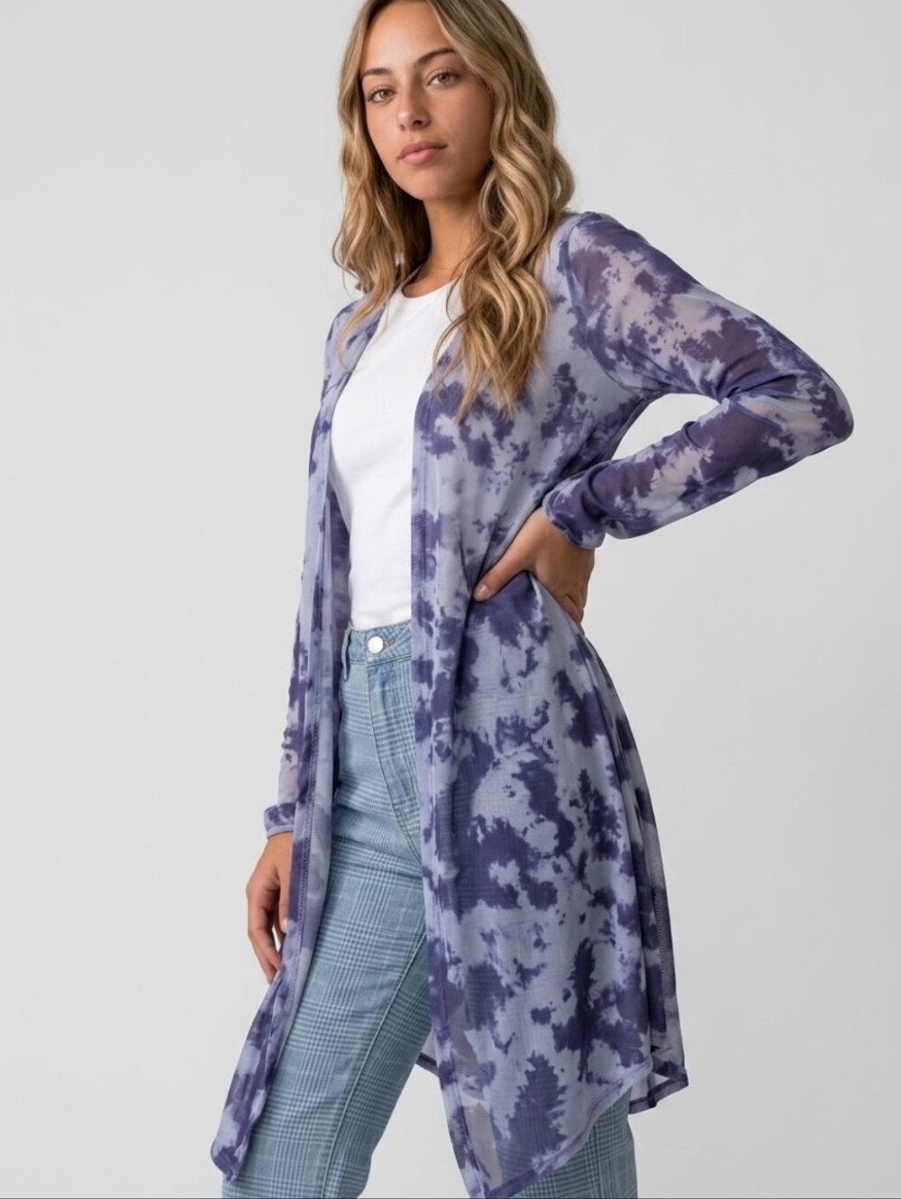 Purple Tie-Dye Mesh Cover-Up